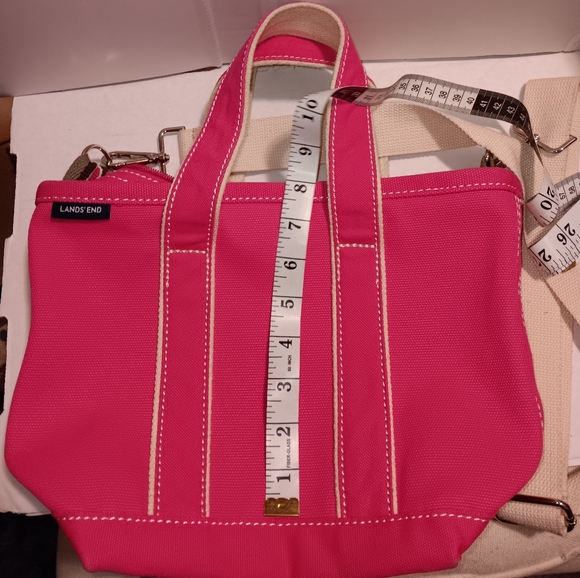 Lands End Small hot pink canvas tote w/removabl shoulder strap that I sewed on. - Picture 2 of 6